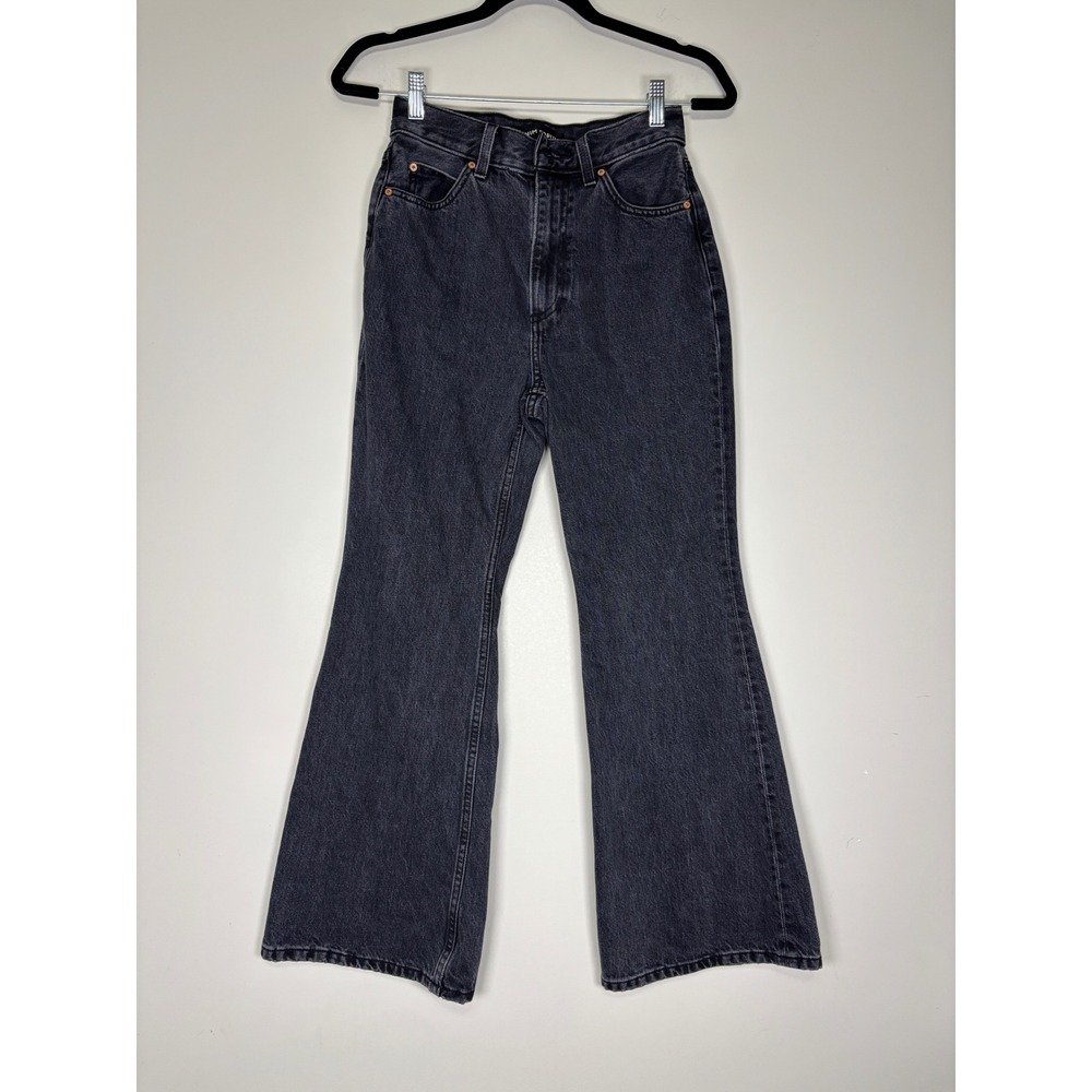 Denim Forum The Marlene 60s High Rise Flare Jeans Washed Black Organic Cotton 25